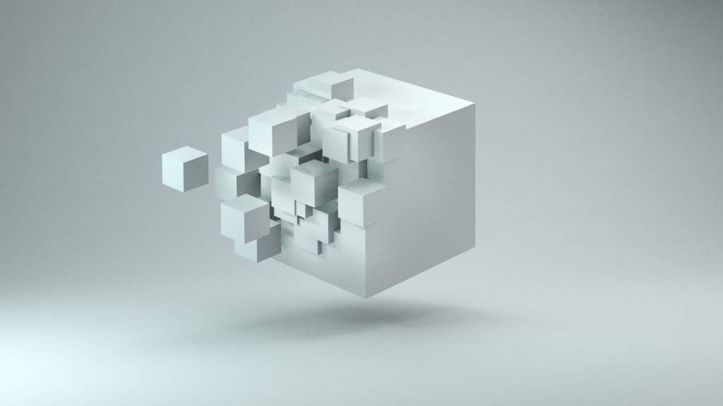 Rendu de cube 3D sur fond gris clair
