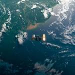 Orbite de la Station spatiale internationale (ISS) dans l’espace au-dessus de la rivière Amazone