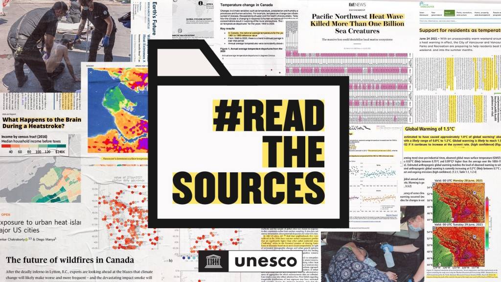 l'UNESCO, accompagnée de DDB Paris, lance une campagne mondiale de sensibilisation intitulée Read The Sources. Logo Read The Sources