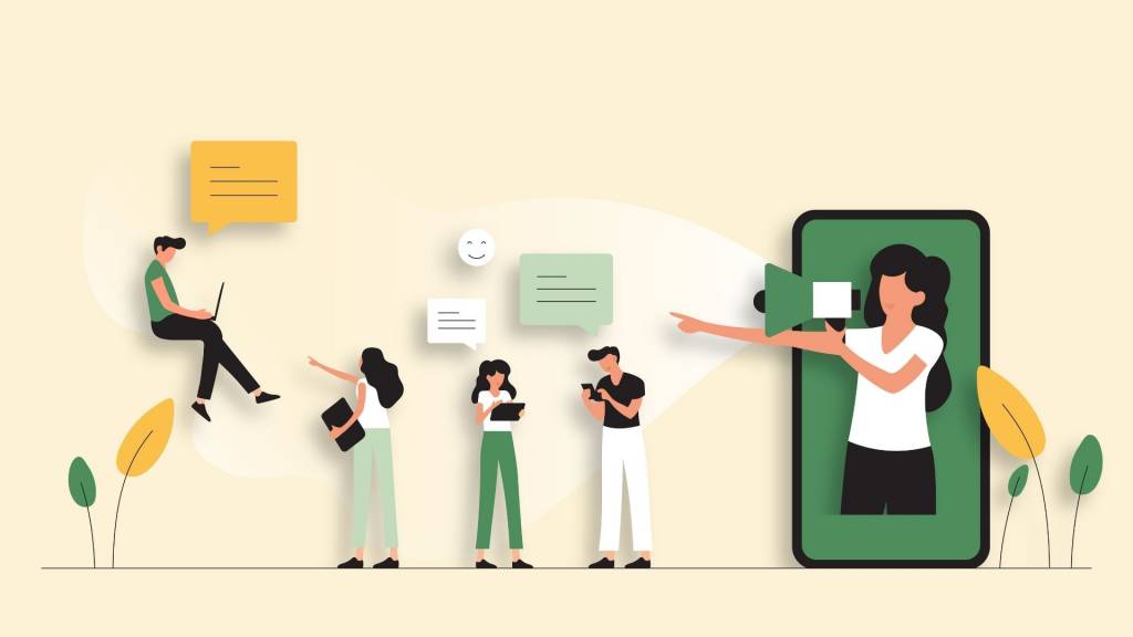 Illustration avec des personnages qui s'expriment