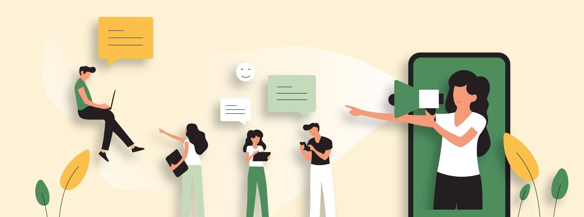 Le SCRP, en coopération avec l’AACC et AFNOR Certification, a adapté le label RSE Agences Actives afin d‘intégrer les spécificités du métier du conseil en relations publics. Illustration avec des personnages qui s'expriment