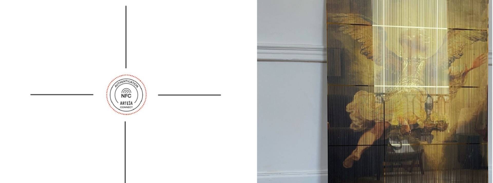 Stephan Breuer est le premier artiste à faire entrer au musée du Louvre une œuvre authentifiée par une puce NFC arteïa sécurisée sur la blockchain Looking for Paradise, Stephan Breuer (2021), Musée du Louvre