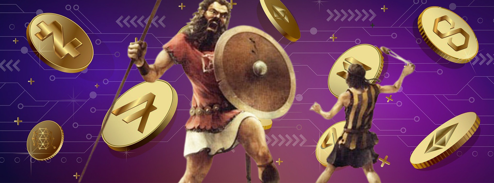 David et Goliath Deux hommes se battent