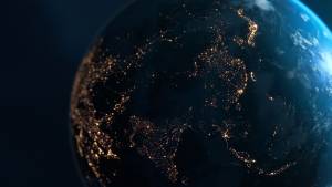 Vu de la planète du ciel avec les lumières allumées