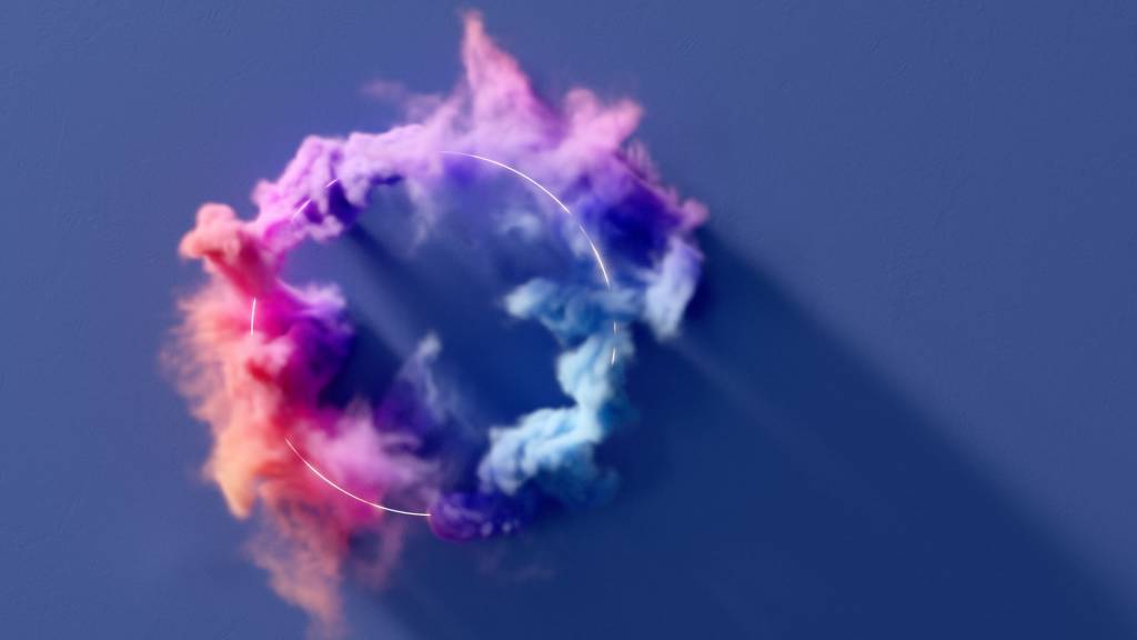 Halo de fumée rose et violet