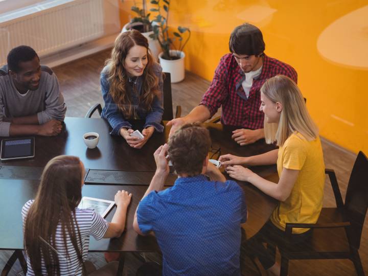 Business executives interacting with each other